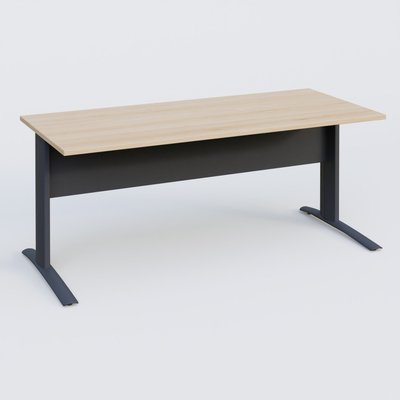 Gamme K1 - Plans droits - K1 Plateau droit 180x80 avec voile de fond métal. Plateau Hêtre et pietement Anthracite