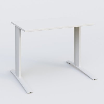 Gamme K1 - Plans droits - K1 Plateau droit 100x60 pieds fixe. Plateau Blanc et pietement Blanc