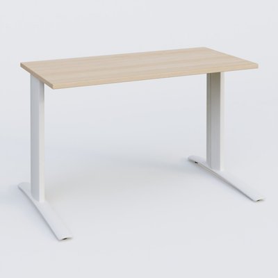 Gamme K1 - Plans droits - K1 Plateau droit 120x60 pieds fixe. Plateau Hêtre et pietement Blanc