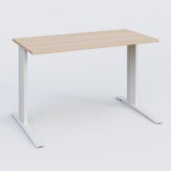 Gamme K1 - Plans droits - K1 Plateau droit 120x60 pieds fixe. Plateau Hêtre et pietement Blanc