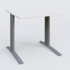 Gamme K1 - Plans droits - K1 Plateau droit 80x80 pieds fixe. Plateau Blanc et pietement Aluminium