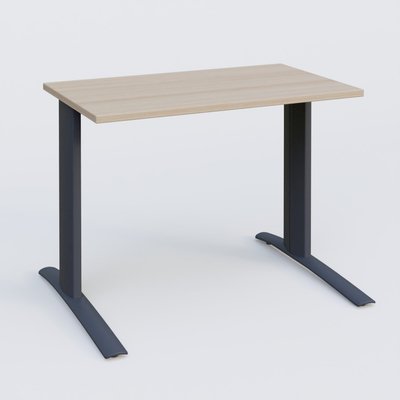 Gamme K1 - Plans droits - K1 Plateau droit 100x60 pieds fixe. Plateau Acacia et pietement Anthracite