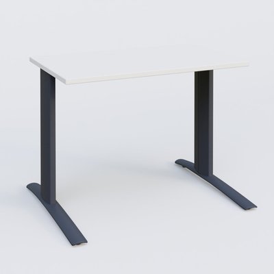 Gamme K1 - Plans droits - K1 Plateau droit 100x60 pieds fixe. Plateau Blanc et pietement Anthracite