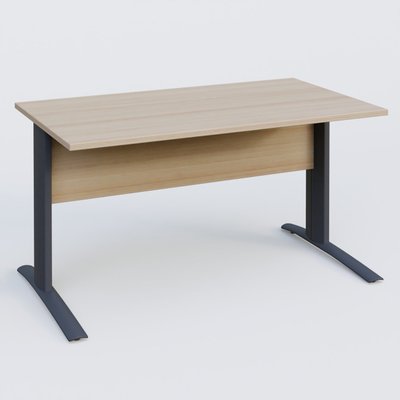 Gamme K1 - Plans droits - K1 Plateau droit 140x80 avec voile de fond bois. Plateau Acacia et pietement Anthracite