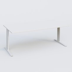 Gamme K1 - Plans droits - K1 Plateau droit 200x100 pieds fixe. Plateau Blanc et pietement Blanc