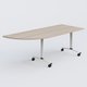 Module d'angle 90° Gauche gamme Arca 200-80 cm. Plateau Acacia et pietement Blanc.