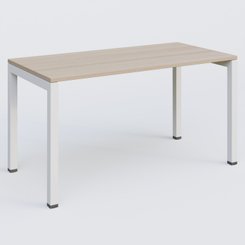 [Pas de famille] - [Pas de sous famille] - K3 Plateau droit 140x70 pieds fixe. Plateau Acacia et pietement Blanc.