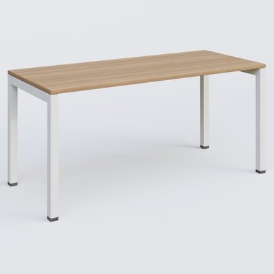 Gamme K3 - Plans droits - K3 Plateau droit 160x70 pieds fixe. Plateau Noyer et pietement Blanc.