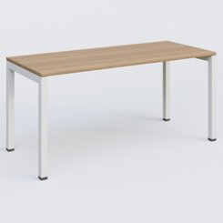 Gamme K3 - Plans droits - K3 Plateau droit 160x70 pieds fixe. Plateau Noyer et pietement Blanc.