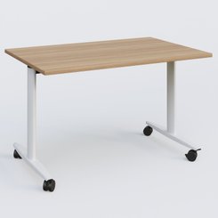 TABLES ABATTANTES - L.120xP.80 cm - Table abattante gamme Design 120*80 cm. Plateau Noyer et pietement Blanc.