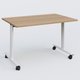 Table abattante gamme Design 120*80 cm. Plateau Noyer et pietement Blanc.