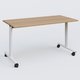 Table abattante gamme Design 140*70 cm. Plateau Noyer et pietement Blanc.