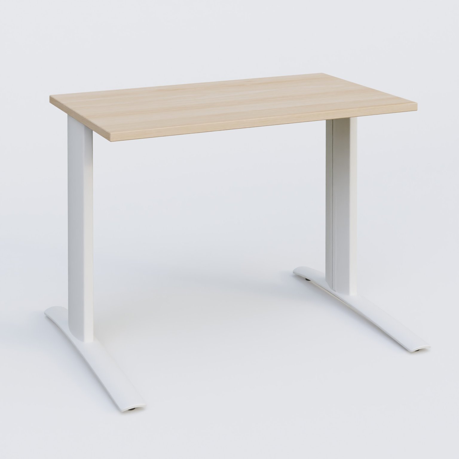 K1 Plateau droit 100x60 pieds fixe. Plateau Hêtre et pietement Blanc