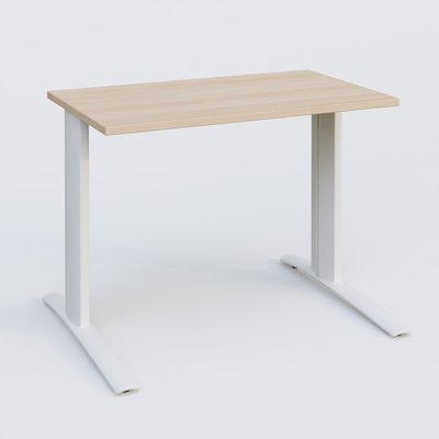 Gamme K1 - Plans droits - K1 Plateau droit 100x60 pieds fixe. Plateau Hêtre et pietement Blanc