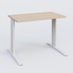 Gamme K1 - Plans droits - K1 Plateau droit 100x60 pieds fixe. Plateau Hêtre et pietement Blanc