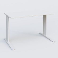 Gamme K1 - Plans droits - K1 Plateau droit 120x60 pieds fixe. Plateau Blanc et pietement Blanc