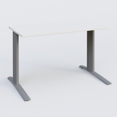 Gamme K1 - Plans droits - K1 Plateau droit 120x60 pieds fixe. Plateau Blanc et pietement Aluminium