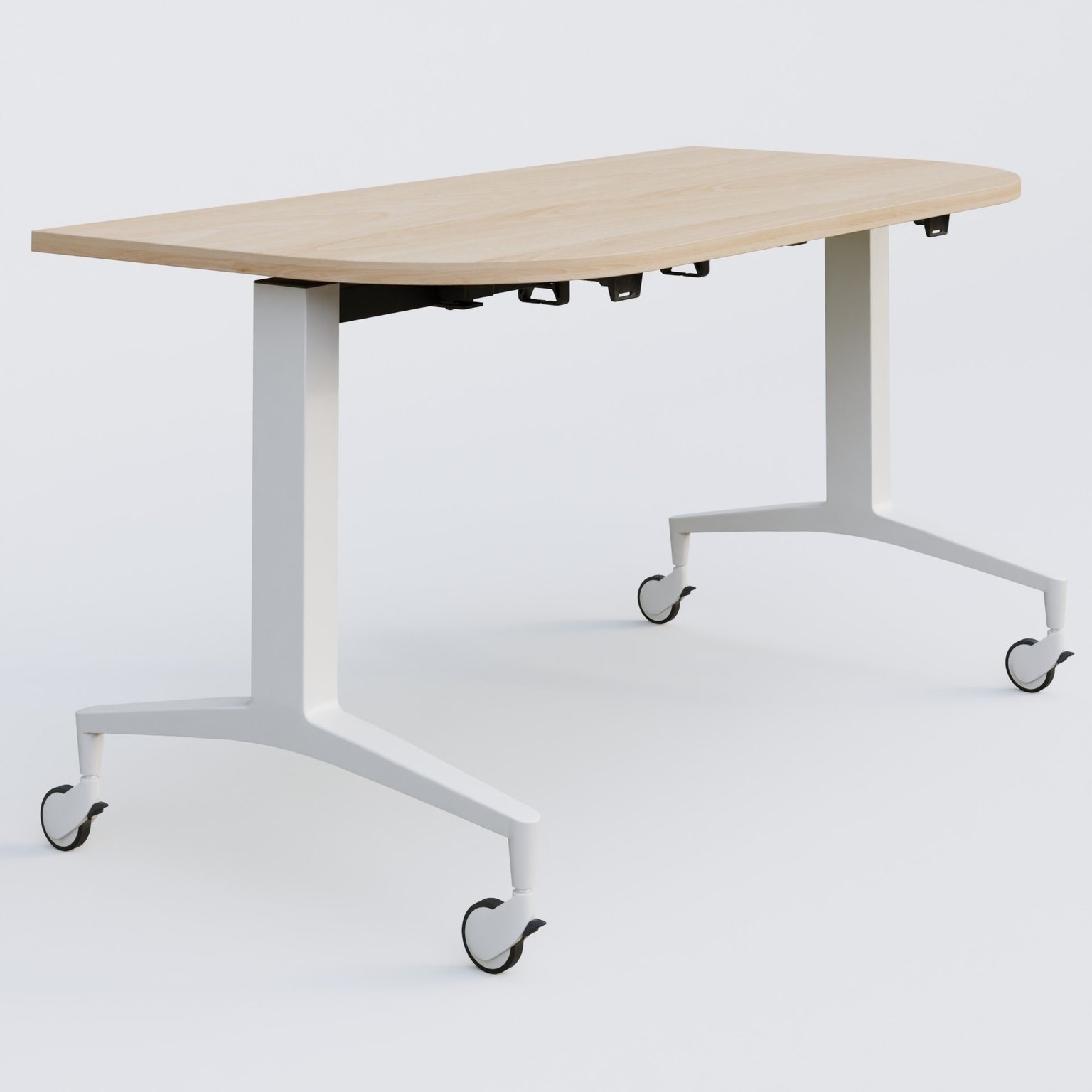 Module d'extrémité de la gamme LEM 145-70 cm. Plateau Hêtre et pietement Blanc.