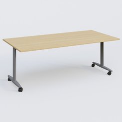 TABLES ABATTANTES - New Design - Table abattante gamme Design 200*100 cm. Plateau Chêne clair et pietement Aluminium.
