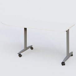 TABLES ABATTANTES - New Design - Module d'angle 90° pour table abattante gamme Design 200-80 cm à gauche. Plateau Blanc et pietement Aluminium.