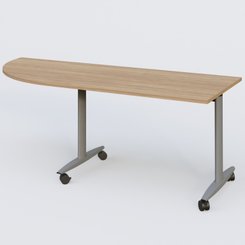 TABLES ABATTANTES - New Design - Module d'angle 90° pour table abattante gamme Design 200-80 cm à gauche. Plateau Noyer et pietement Aluminium.