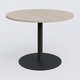 Table ronde diametre 110 cm avec pieds colonne centrale. Plateau Acacia et pietement Noir Mat