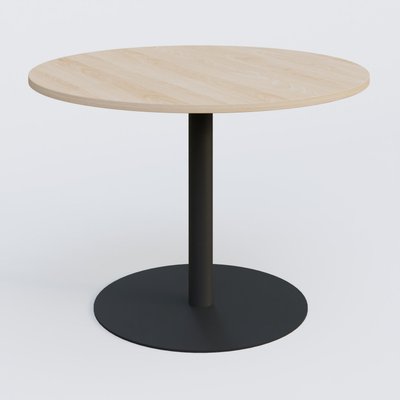 TABLES DE REUNION - Ronde - Table ronde diametre 110 cm avec pieds colonne centrale. Plateau Hêtre et pietement Noir Mat
