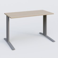 Gamme K1 - Plans droits - K1 Plateau droit 120x60 pieds fixe. Plateau Acacia et pietement Aluminium