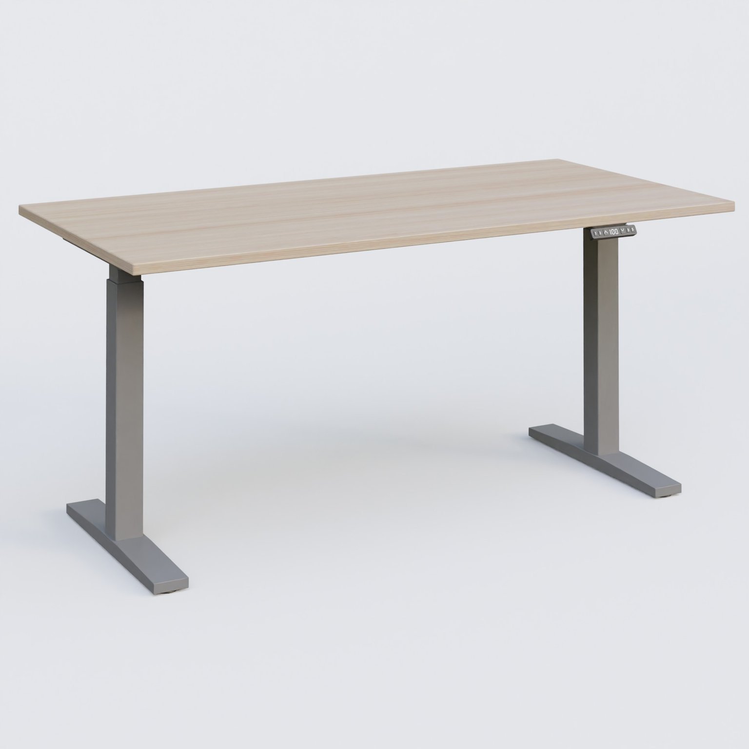 Poste solo 160*80 réglable en hauteur éléctriquement de 70-120 cm gamme KPro2. Plateau Acacia et pietement Aluminium.
