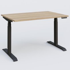 [Pas de famille] - [Pas de sous famille] - Poste solo 120*80 réglable en hauteur éléctriquement de 65-130 cm gamme KPro3. Plateau Chêne naturel et pietement Noir.