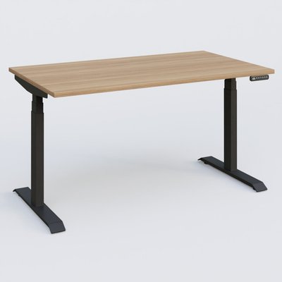 [Pas de famille] - [Pas de sous famille] - Poste solo 140*80 réglable en hauteur éléctriquement de 65-130 cm gamme KPro3. Plateau Noyer et pietement Noir.