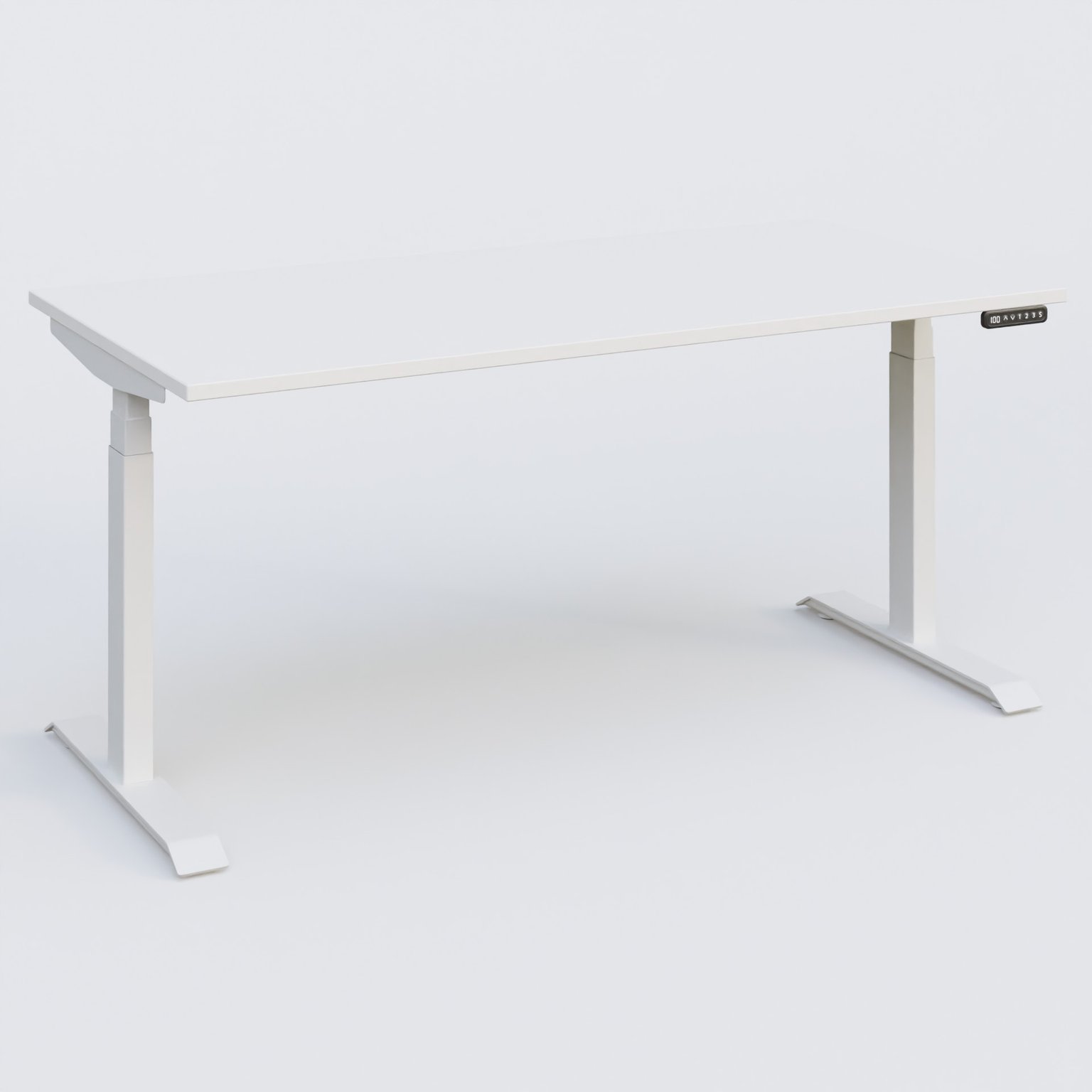Poste solo 160*80 réglable en hauteur éléctriquement de 65-130 cm gamme KPro3. Plateau Blanc et pietement Blanc.