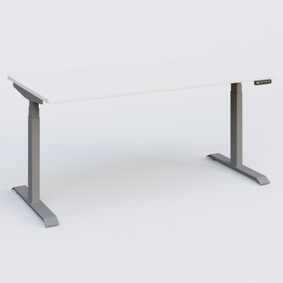 [Pas de famille] - [Pas de sous famille] - Poste solo 160*80 réglable en hauteur éléctriquement de 65-130 cm gamme KPro3. Plateau Blanc et pietement Aluminium.