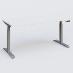 [Pas de famille] - [Pas de sous famille] - Poste solo 160*80 réglable en hauteur éléctriquement de 65-130 cm gamme KPro3. Plateau Blanc et pietement Aluminium.