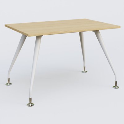 [Pas de famille] - [Pas de sous famille] - K5 plan droit 120*80 cm. Plateau Chêne clair et pietement Blanc avec base chromé.