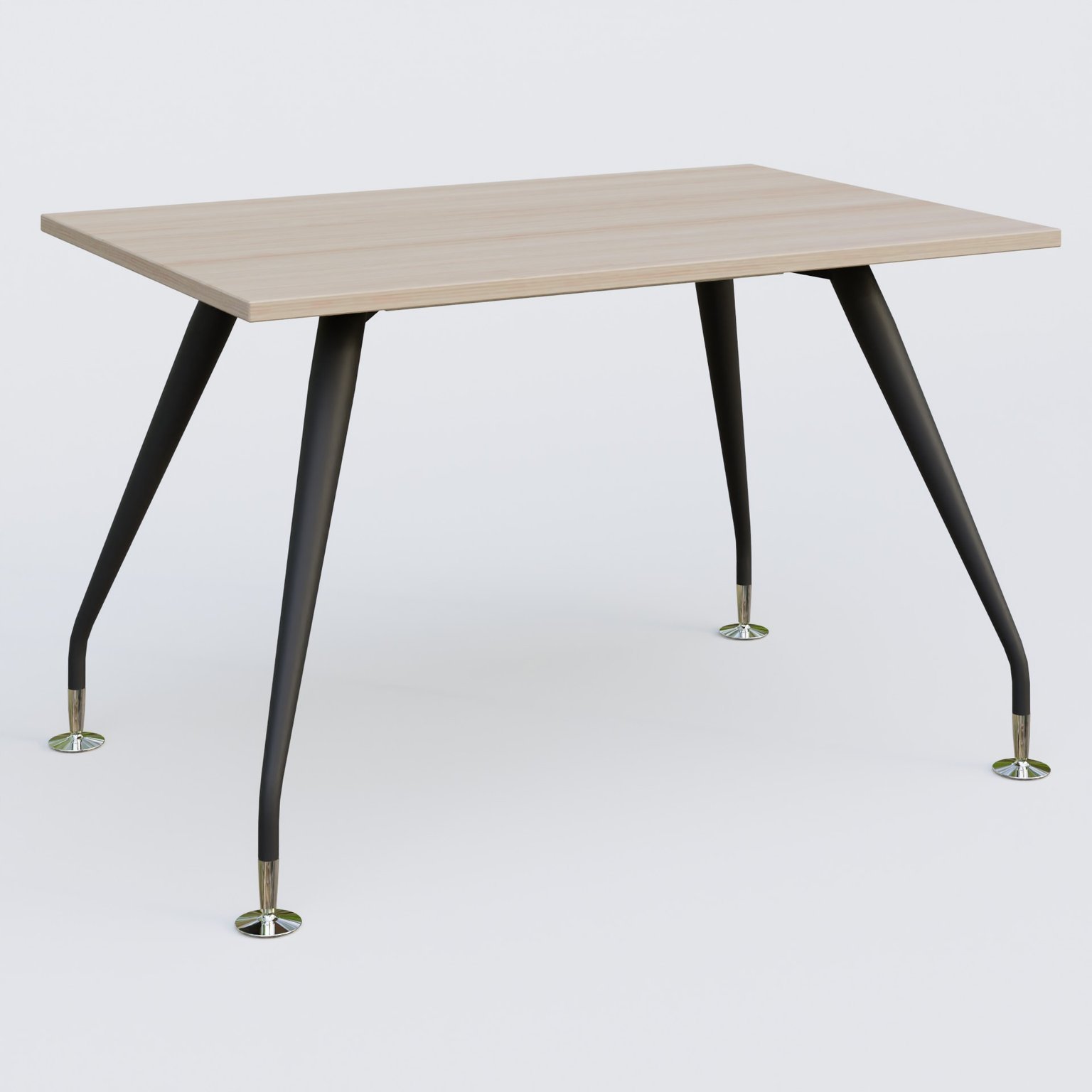 K5 plan droit 120*80 cm. Plateau Acacia et pietement Noir Mat avec base chromé.