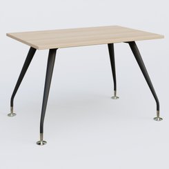 [Pas de famille] - [Pas de sous famille] - K5 plan droit 120*80 cm. Plateau Hêtre et pietement Noir Mat avec base chromé.