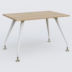 [Pas de famille] - [Pas de sous famille] - K5 plan droit 120*80 cm. Plateau Chêne naturel et pietement Blanc avec base chromé.