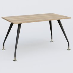 [Pas de famille] - [Pas de sous famille] - K5 plan droit 140*80 cm. Plateau Chêne naturel et pietement Noir Mat avec base chromé.