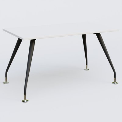 [Pas de famille] - [Pas de sous famille] - K5 plan droit 140*80 cm. Plateau Blanc et pietement Noir Mat avec base chromé.