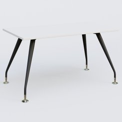 [Pas de famille] - [Pas de sous famille] - K5 plan droit 140*80 cm. Plateau Blanc et pietement Noir Mat avec base chromé.