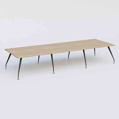 [Pas de famille] - [Pas de sous famille] - K5 table de reunion 420*145 cm. Plateau Chêne naturel et pietement Noir Mat avec base chromé.