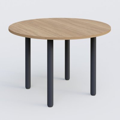 [Pas de famille] - [Pas de sous famille] - Table ronde diametre 110 cm avec quatres pieds fixes. Plateau Noyer et pietement Anthracite