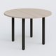 Table ronde diametre 120 cm avec quatres pieds fixes. Plateau Acacia et pietement Noir Mat