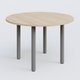 Table ronde diametre 120 cm avec quatres pieds fixes. Plateau Hêtre et pietement Aluminium