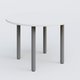 Table ronde diametre 120 cm avec quatres pieds fixes. Plateau Blanc et pietement Aluminium