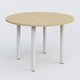 Table ronde diametre 120 cm avec quatres pieds fixes. Plateau Chêne clair et pietement Blanc