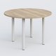 Table ronde diametre 120 cm avec quatres pieds fixes. Plateau Chêne naturel et pietement Blanc