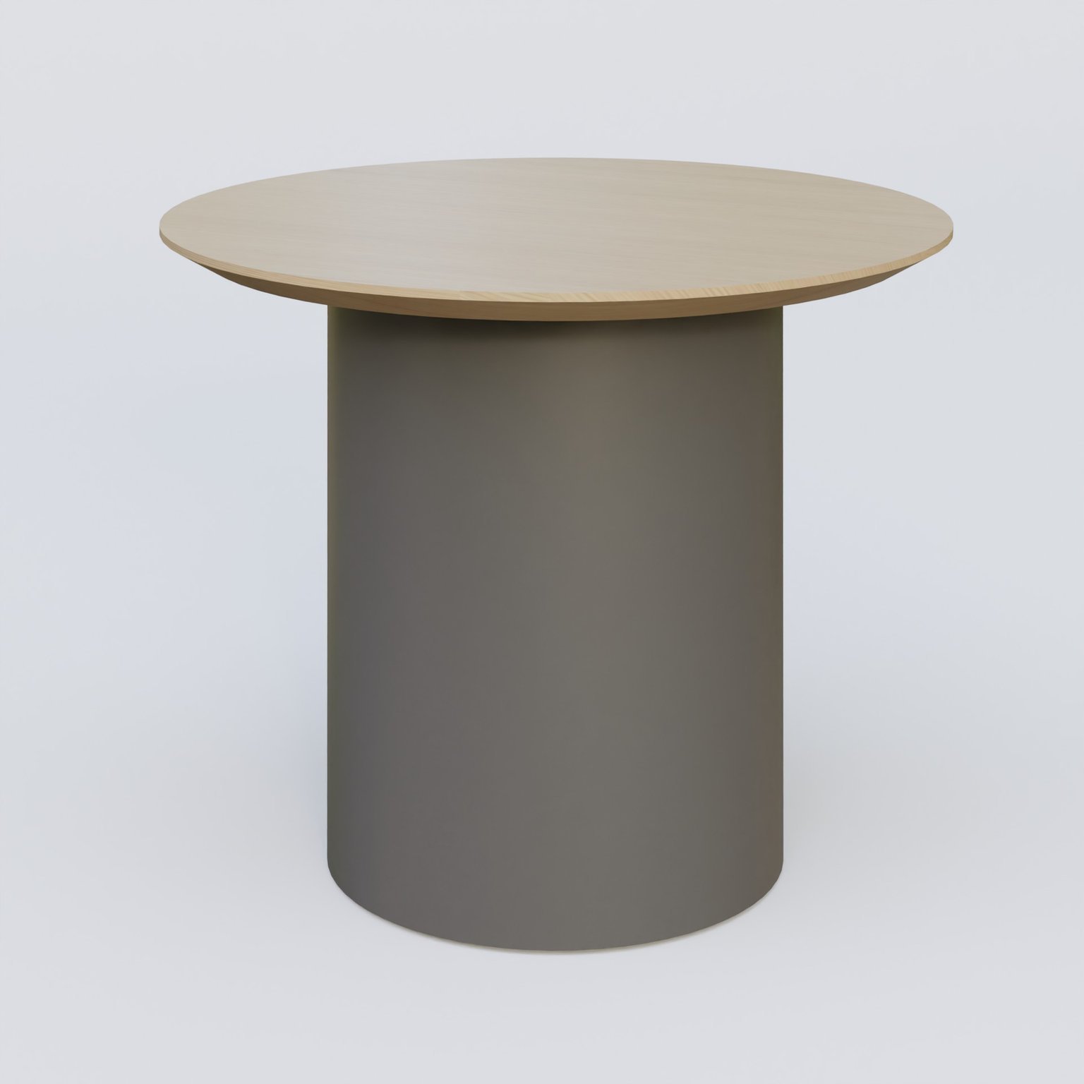 Table Basse Fashion Styl piètement colonne en métal D-26cm et plateau bois. Plateau Chêne et pietement Carbon Grey.