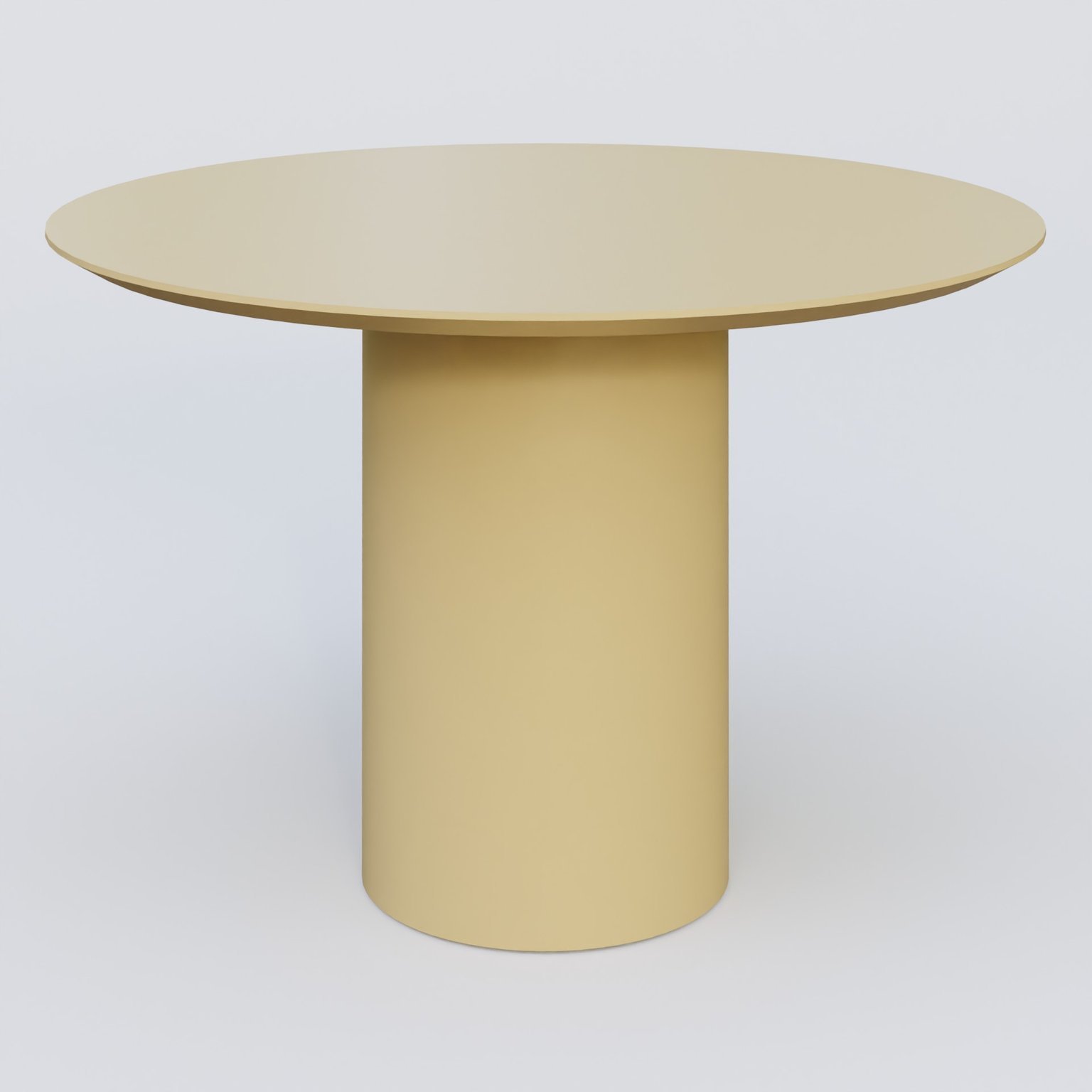 Table Basse Fashion Styl piètement colonne en métal D-26cm et plateau bois. Plateau Jaune Cuivre (RAL 1002) et pietement Jaune Cuivre (RAL 1002).